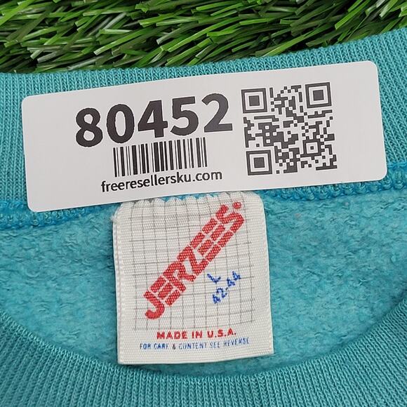 Vintage 80s Ski Sweatshirt Womens Large 20x25 Blue - Picture 8 of 12